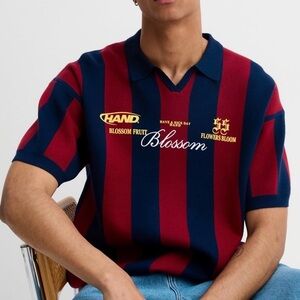 Blossom Johnny Collar Rugby Polo Shirt Size Medium